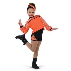 Dance Costume TOP Wish Come True 24165 Medium Adult Orange Hip Hop Sequin
